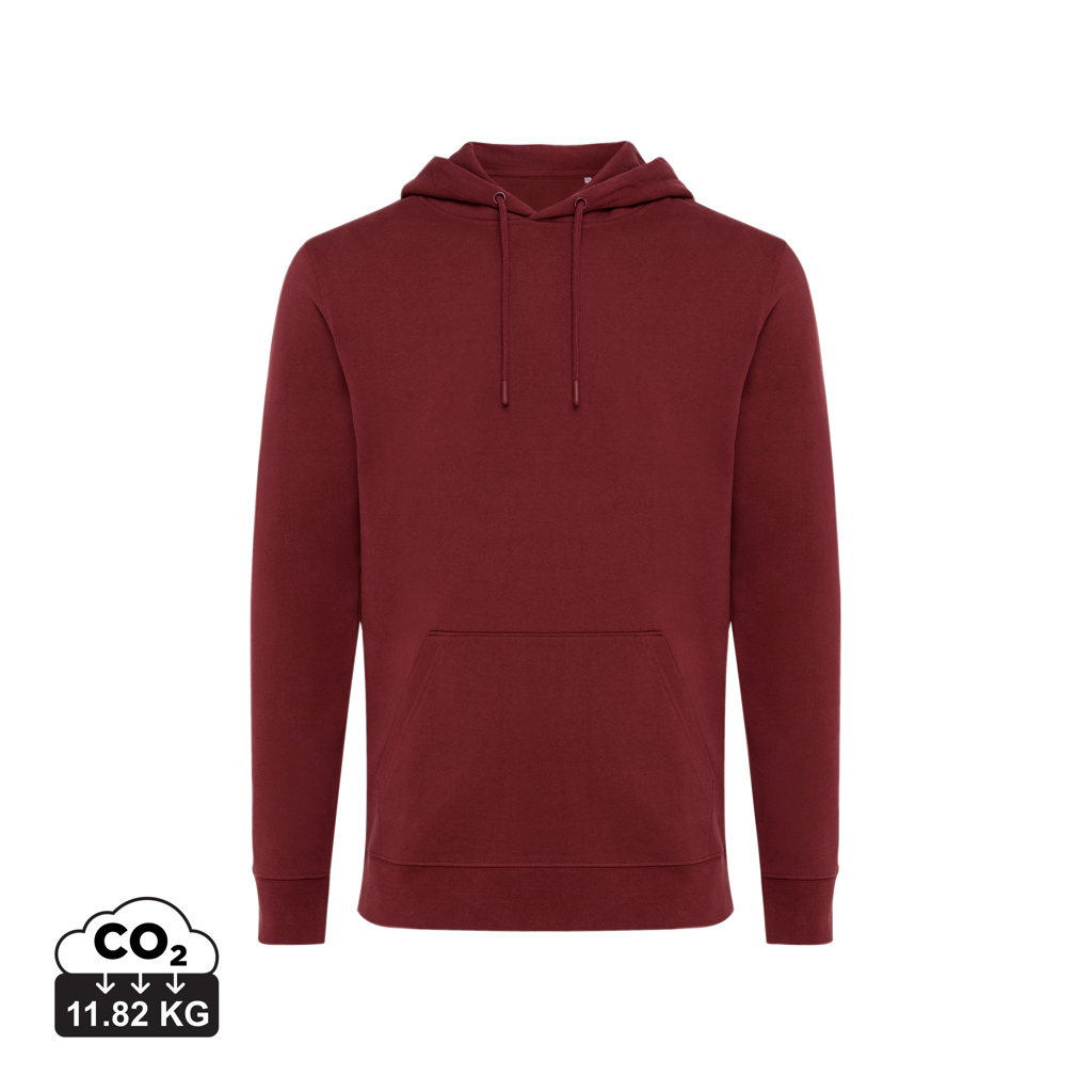 Sweat capuche unisexe publicitaire coton recyclé 340g Iqoniq Jasper rouge bordeaux